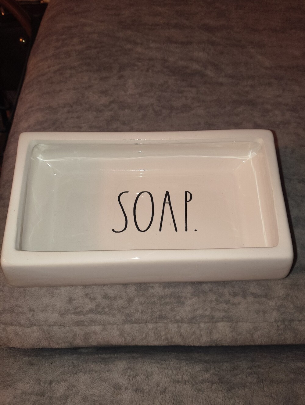 Rae Dunn White Ceramic Soap Dish Tray - Modern Bathroom Accessory